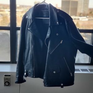 Leather biker jacket